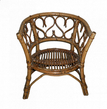 Bamboo and rattan cockpit armchair, 1970s