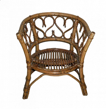 Bamboo and rattan cockpit armchair, 1970s