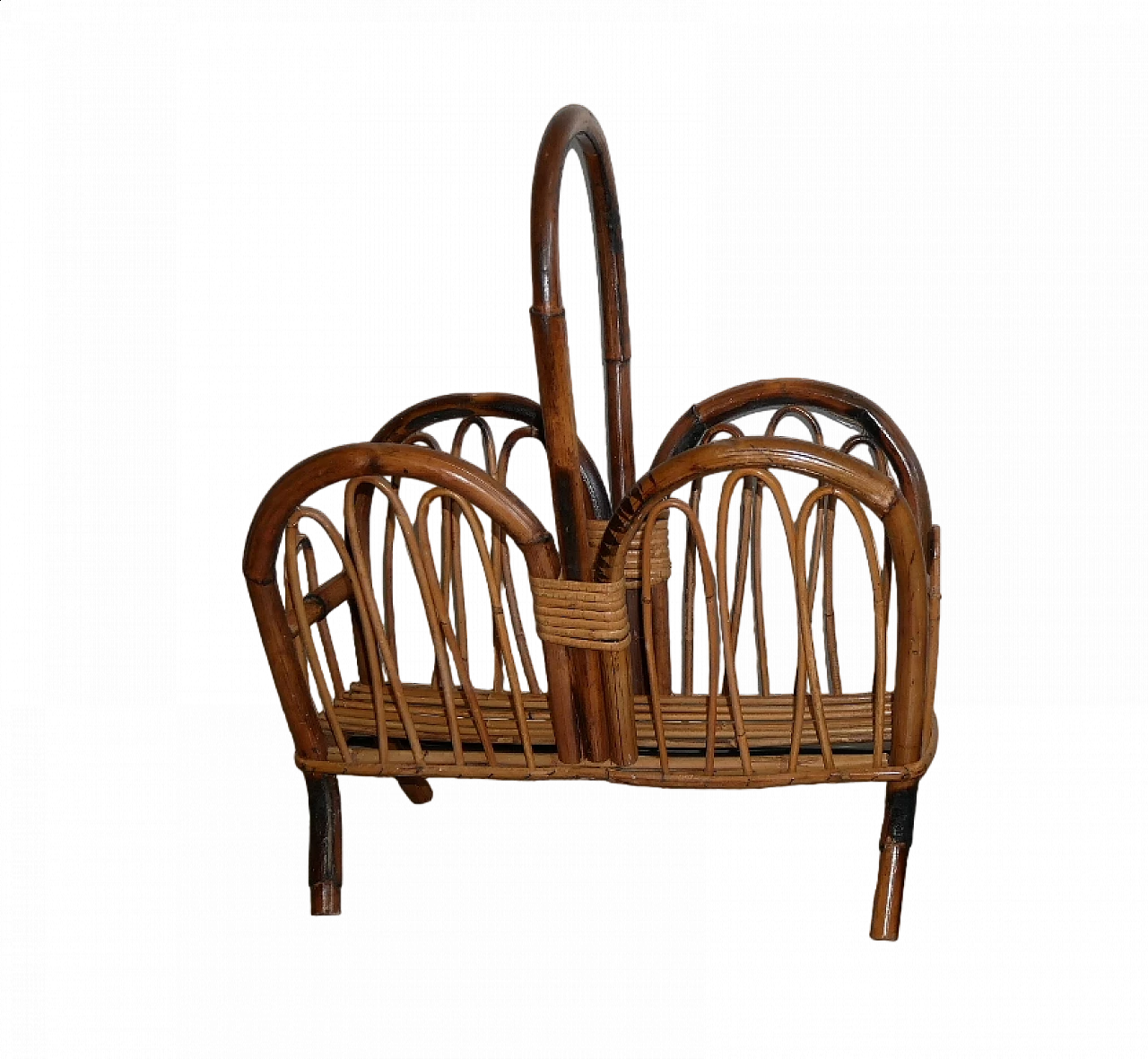 Bamboo and rattan magazine rack, 1970s 9