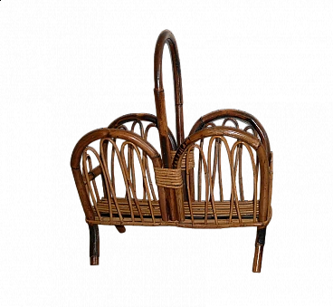 Bamboo and rattan magazine rack, 1970s