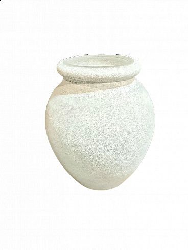 White glass Scavo vase by Seguso, 1980s