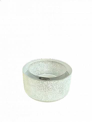 Scavo white glass round ashtray for Seguso, 1980s