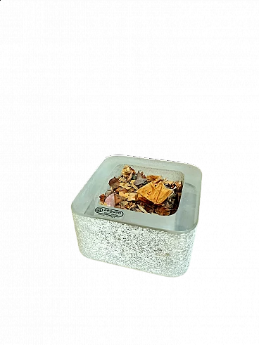 Square ashtray in white Scavo glass for Seguso, 1980s
