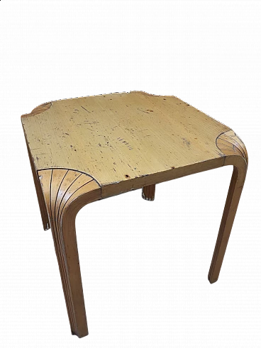 Curved birch wood coffee table by Alvar Aalto for Artek, 1940s