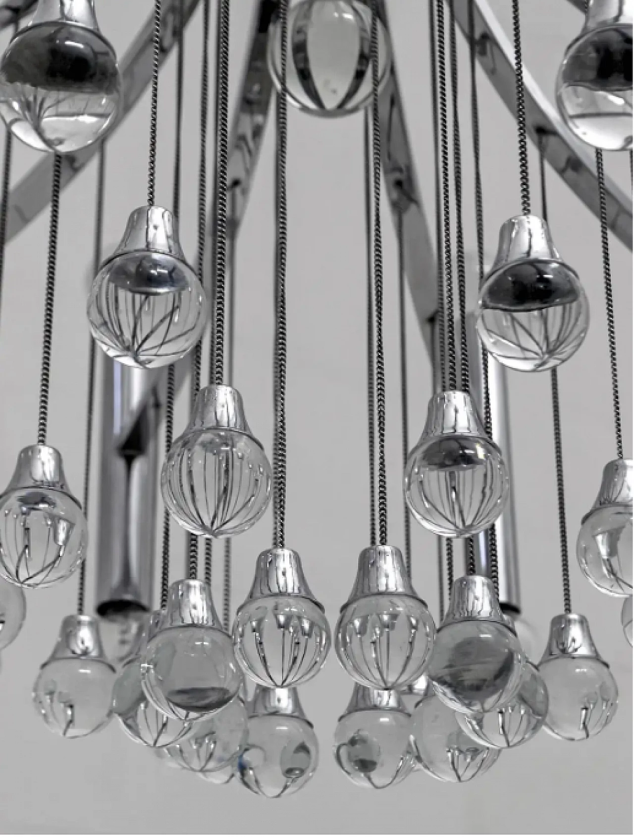 Glass and chrome chandelier by Gaetano Sciolari, 1970s 11