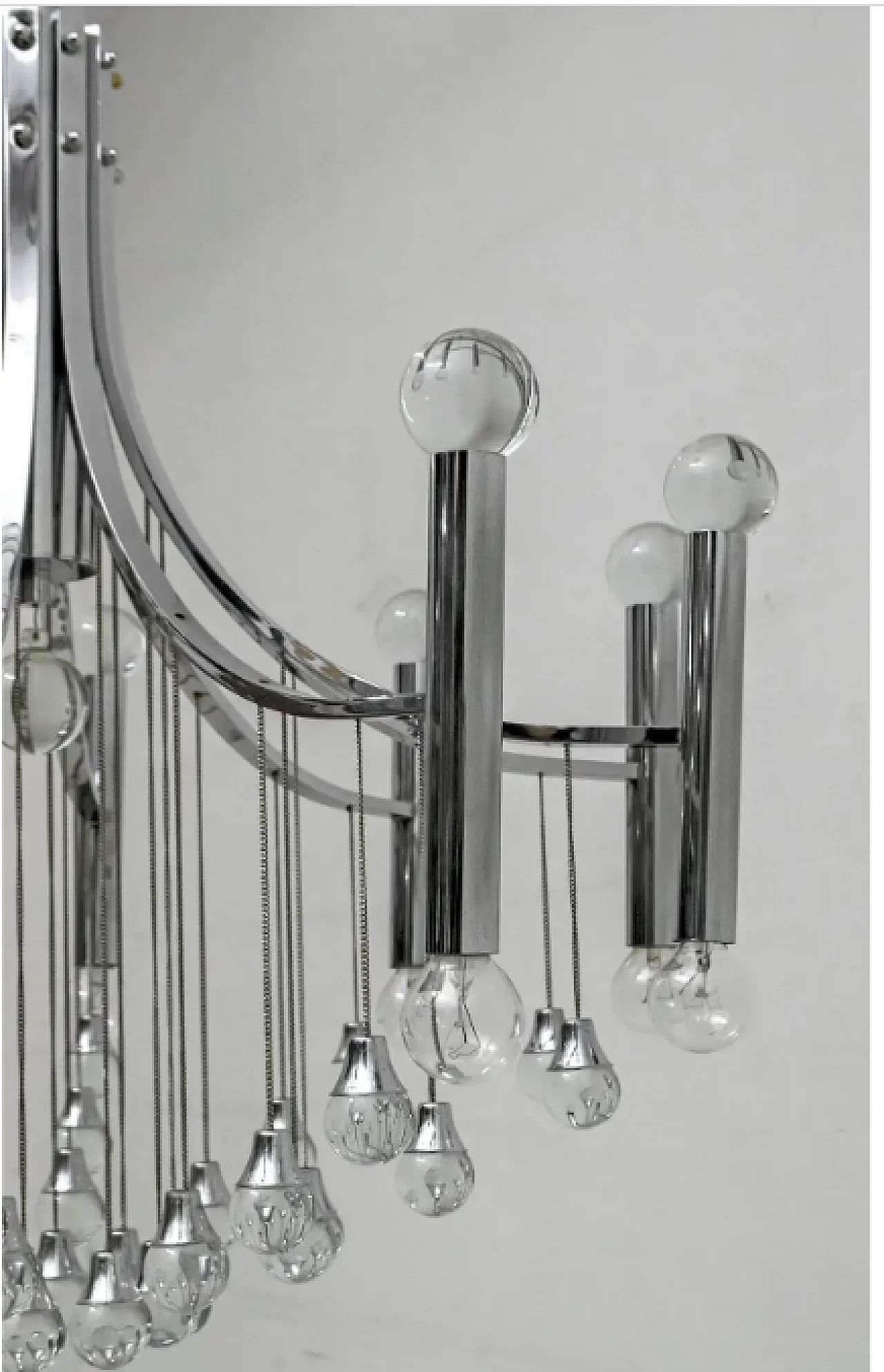 Glass and chrome chandelier by Gaetano Sciolari, 1970s 12