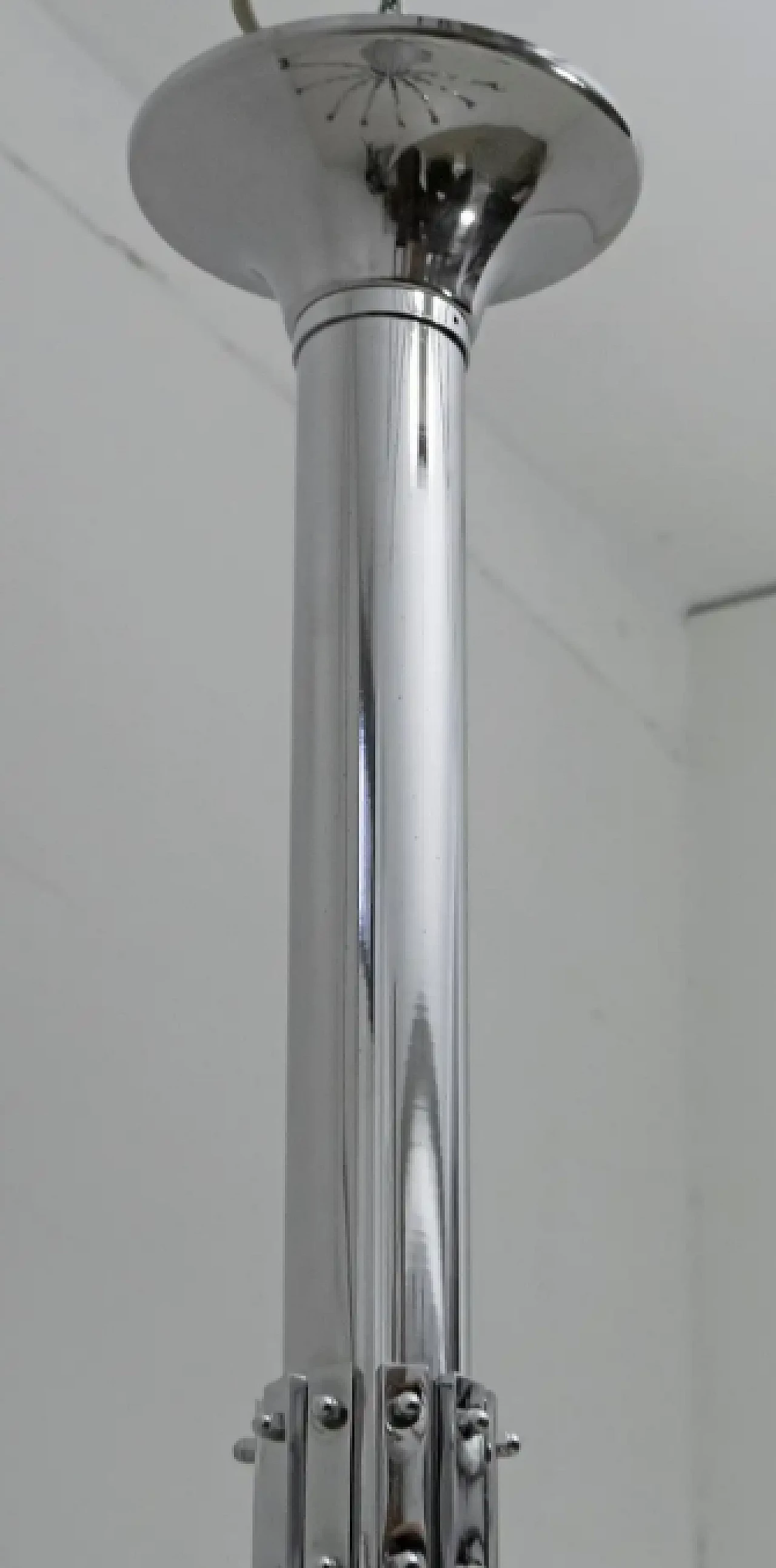 Glass and chrome chandelier by Gaetano Sciolari, 1970s 13