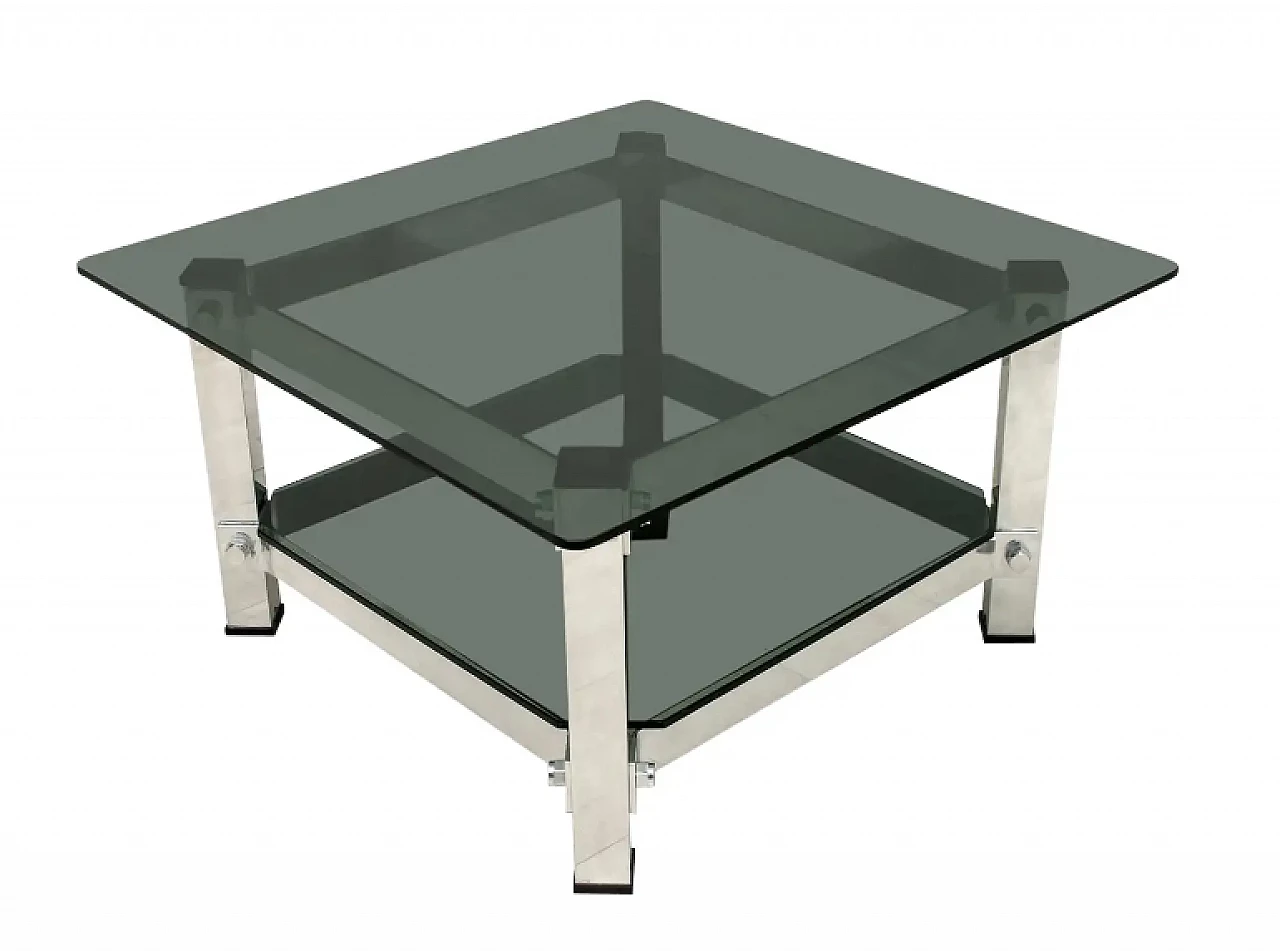 Coffee table in aluminium and glass, 1970s 1