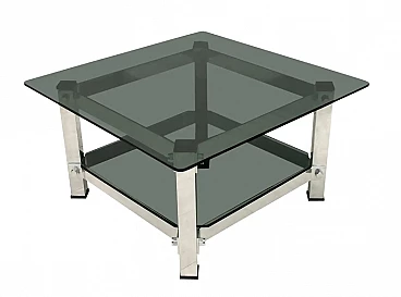 Coffee table in aluminium and glass, 1970s