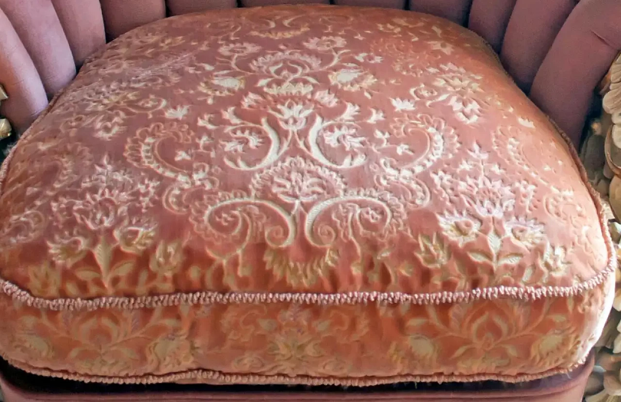 Un divano e 2 poltrone in velluto in stile barocco veneziano di Silik, anni '60 9