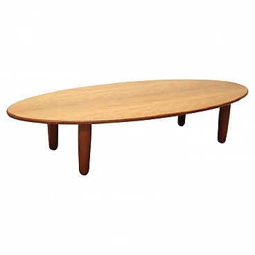 Oval ash coffee table by Cassina, 1980s