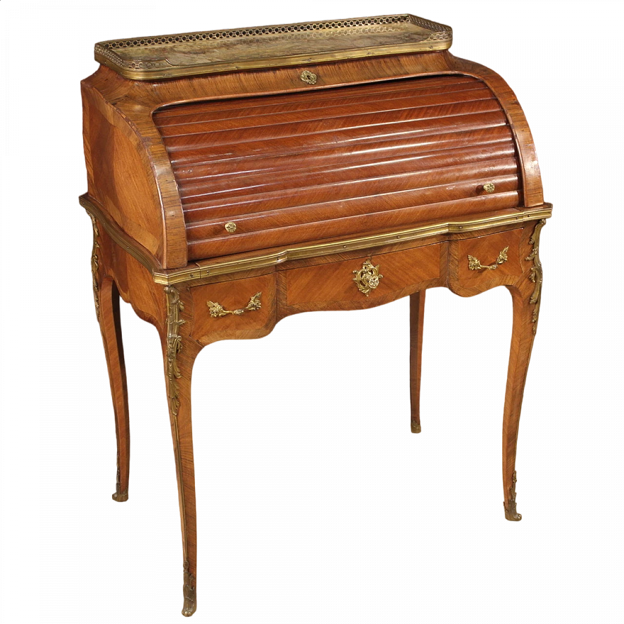 Napoleon III veneered wood roll top desk, late 19th century 13