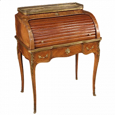 Napoleon III veneered wood roll top desk, late 19th century