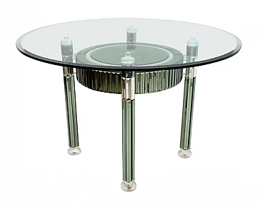Mirrored crystal dining table by Zelino Poccioni for Mp2, 1980s