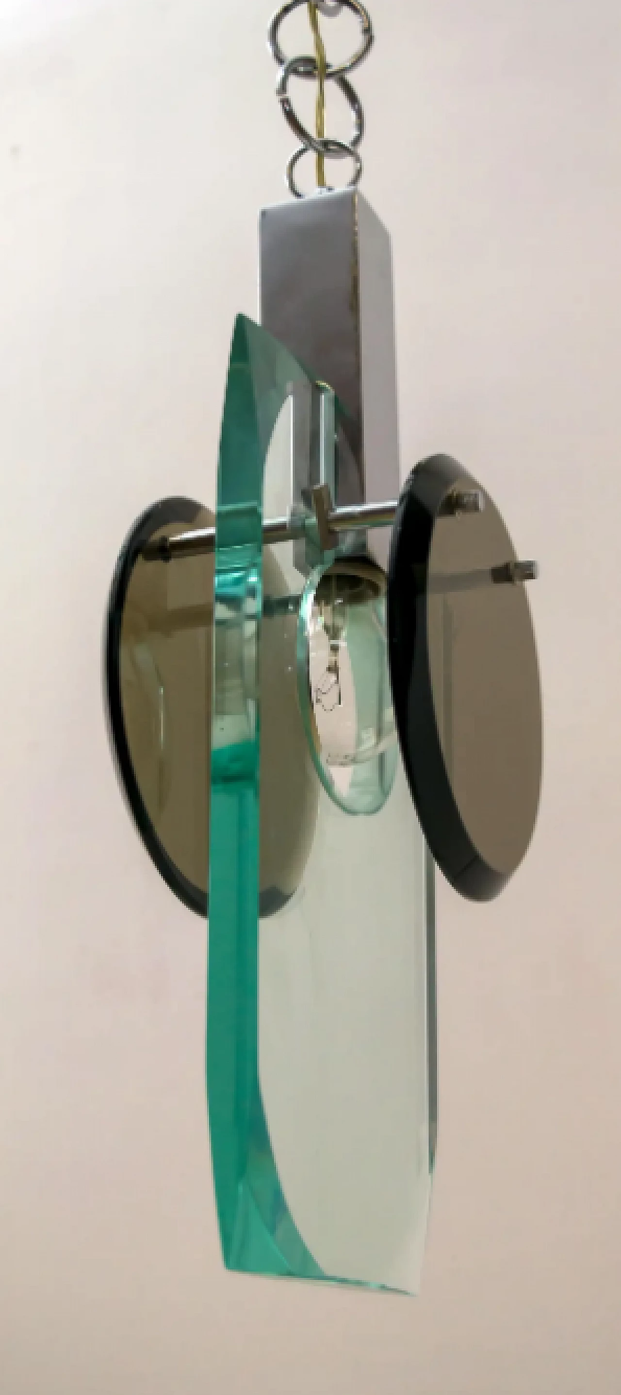 Crystal pendant lamp by Fontana Arte, 1960s 3