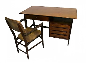Desk with chair in teak wood by Vittorio Dassi, 1950s