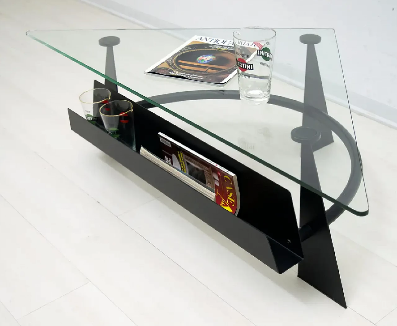 Blackened metal coffee table with glass top, 1990s 3