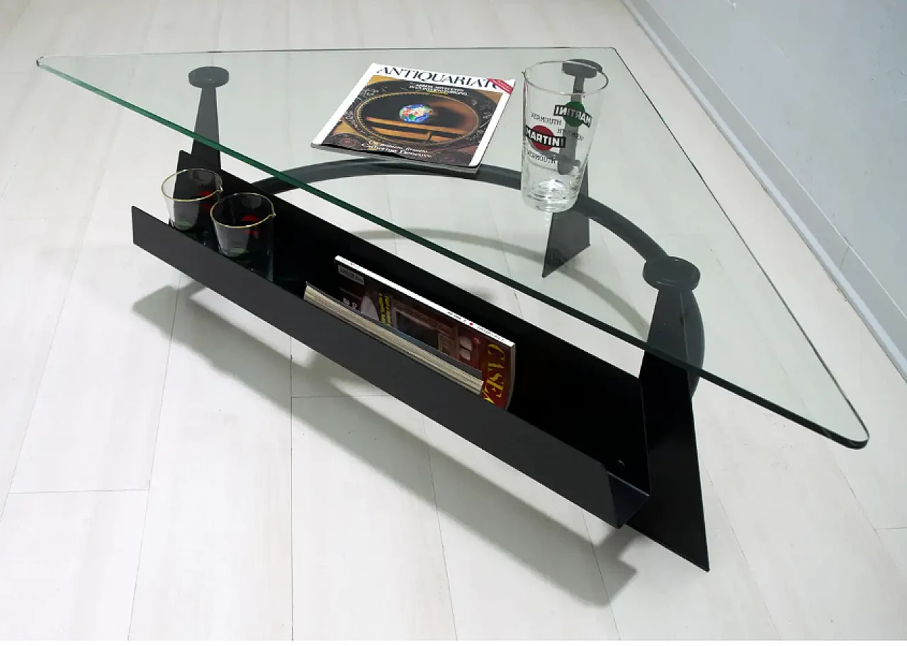 Blackened metal coffee table with glass top, 1990s 6
