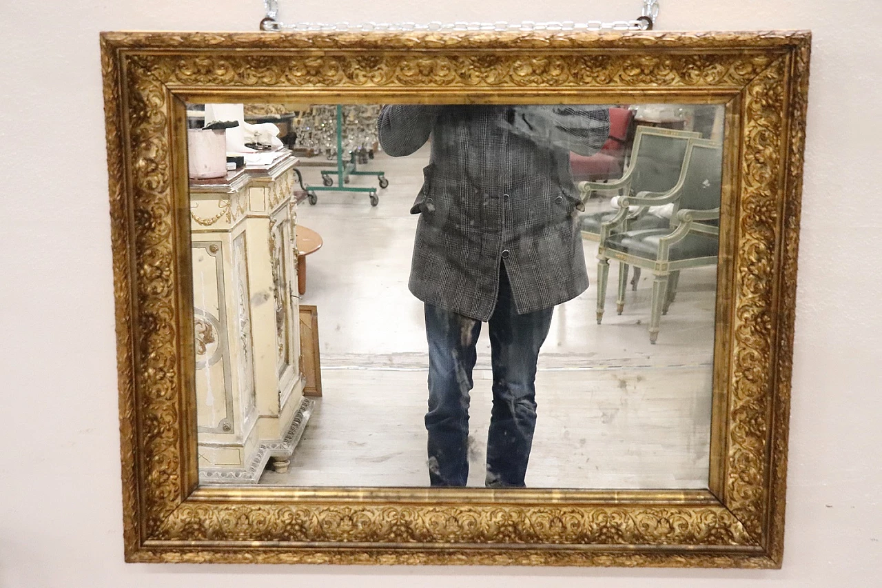 Specchio da parete Art Nouveau in legno dorato, inizio '900 7