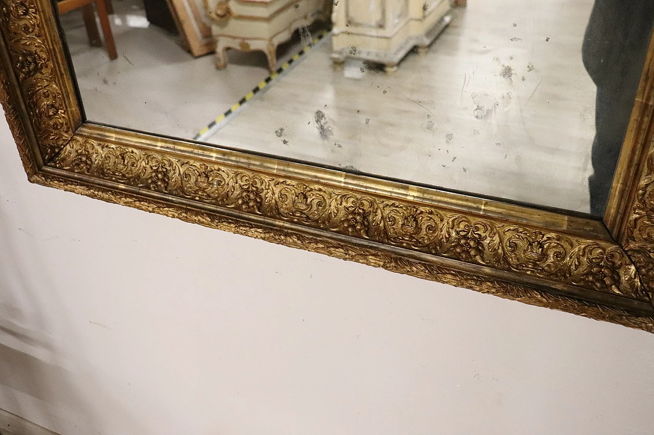Specchio da parete Art Nouveau in legno dorato, inizio '900 10