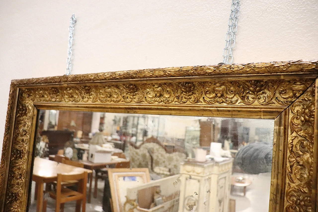 Specchio da parete Art Nouveau in legno dorato, inizio '900 12