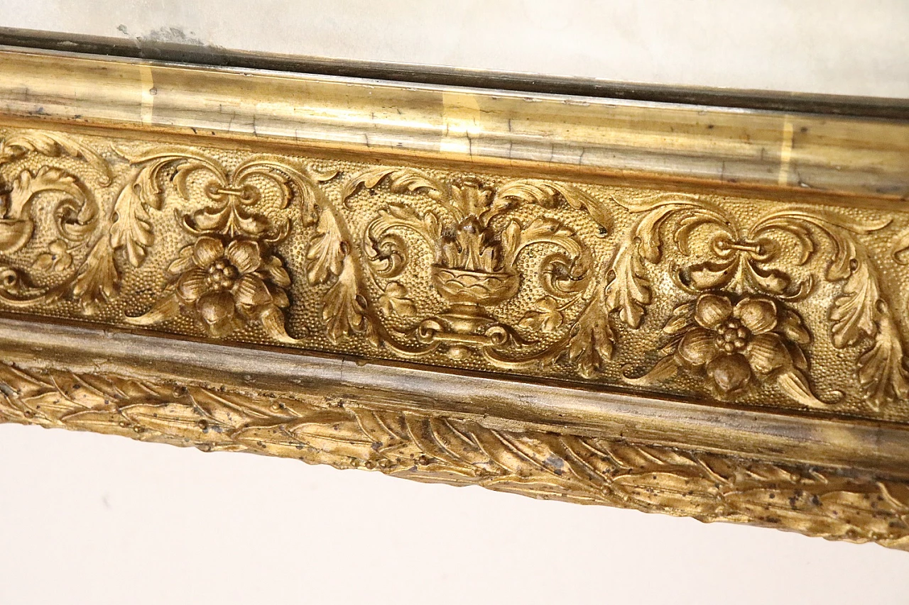 Specchio da parete Art Nouveau in legno dorato, inizio '900 13