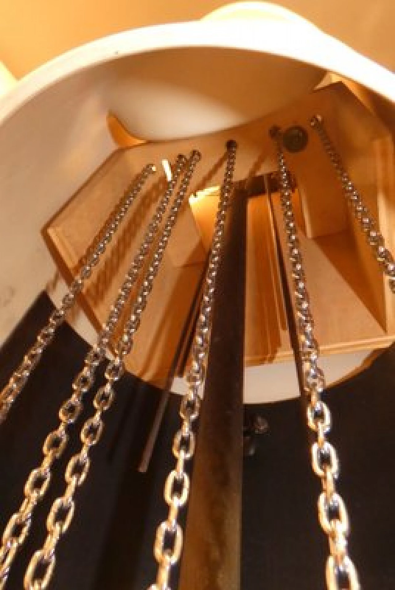 Lacquered wood, plexiglass and metal pendulum clock, 1970s 12