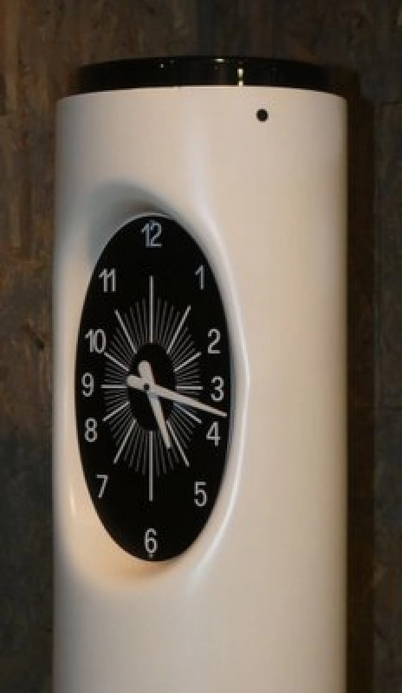 Lacquered wood, plexiglass and metal pendulum clock, 1970s 36