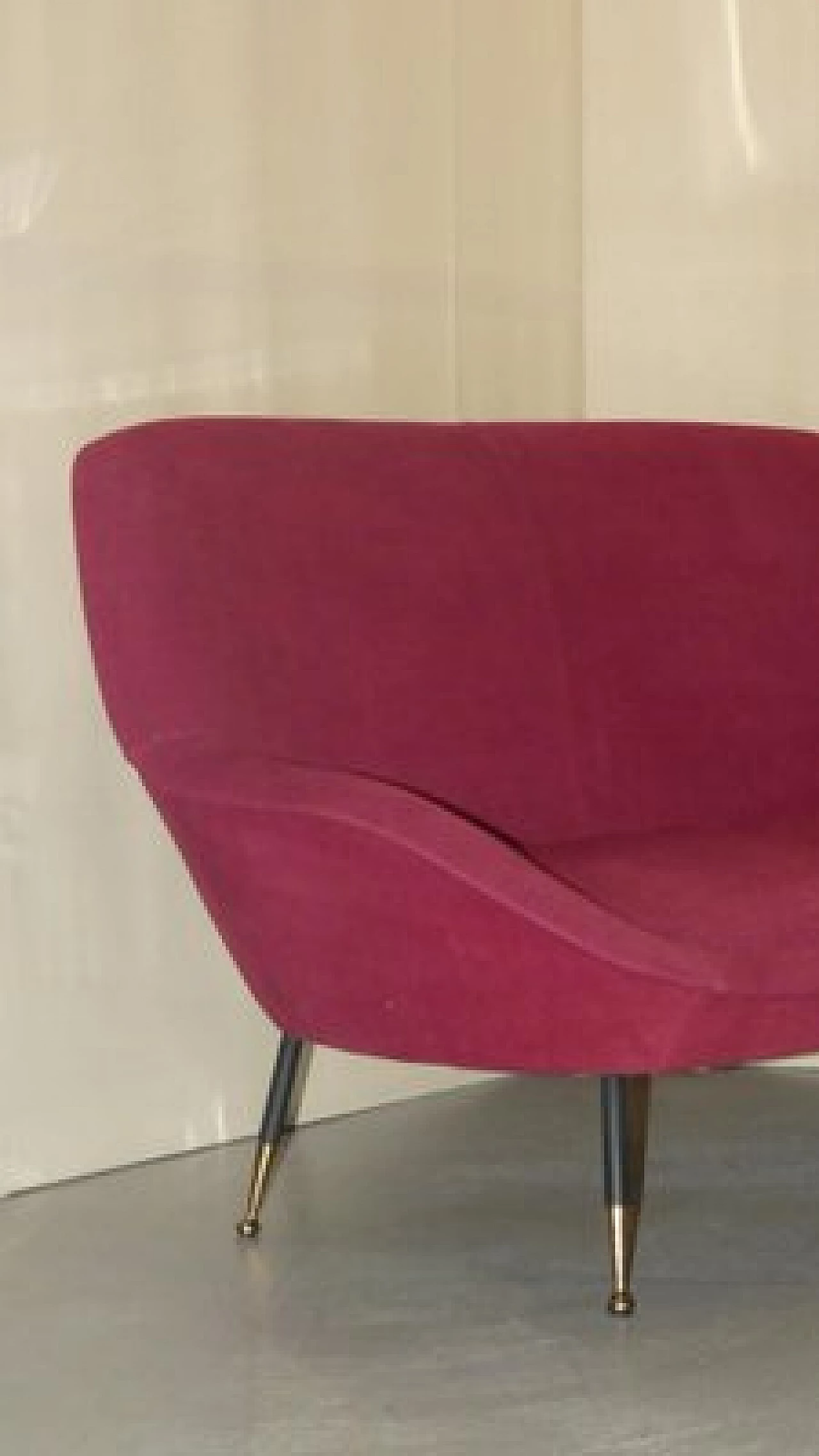 Three-seater metal and velvet sofa, 1950s 5
