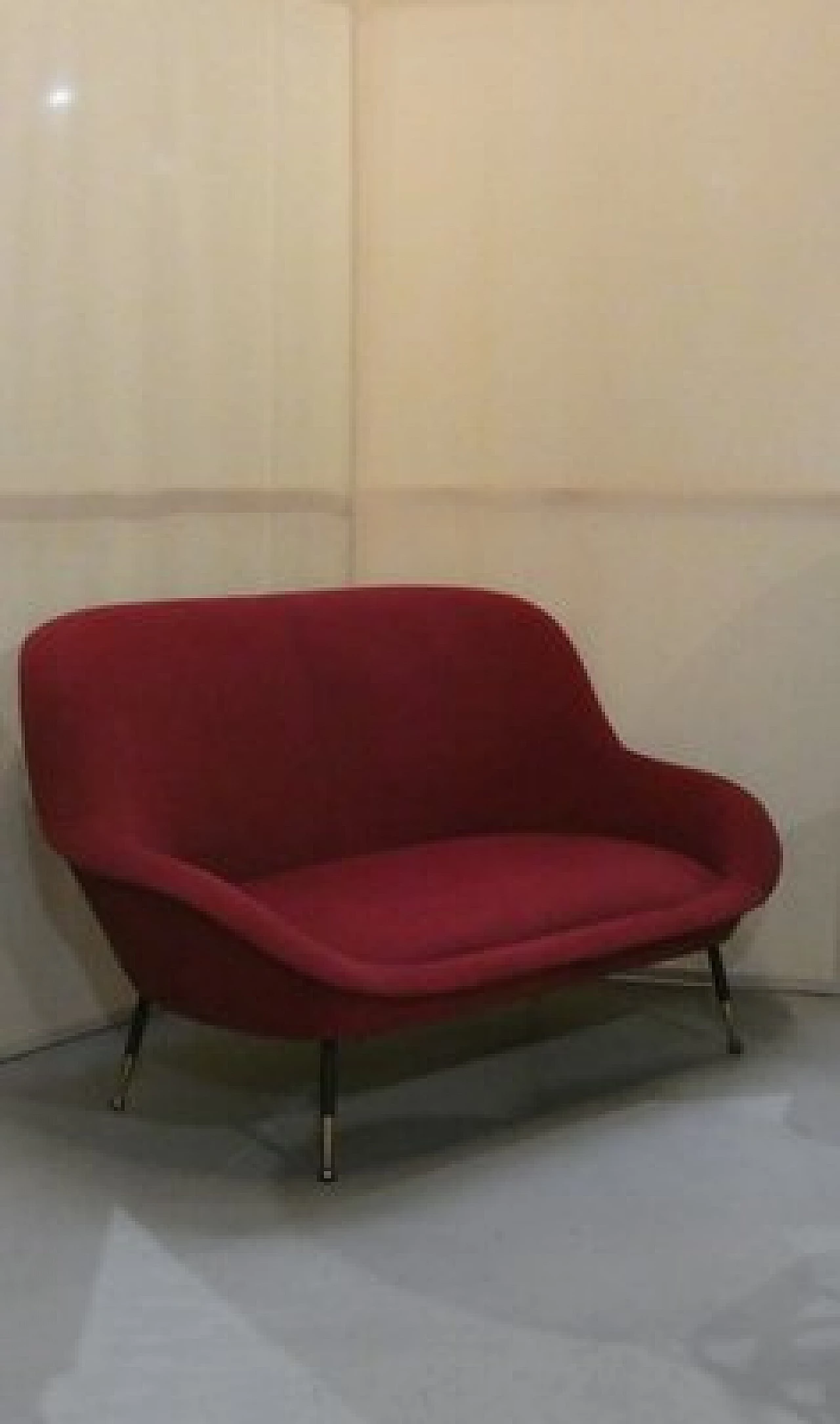 Three-seater metal and velvet sofa, 1950s 6