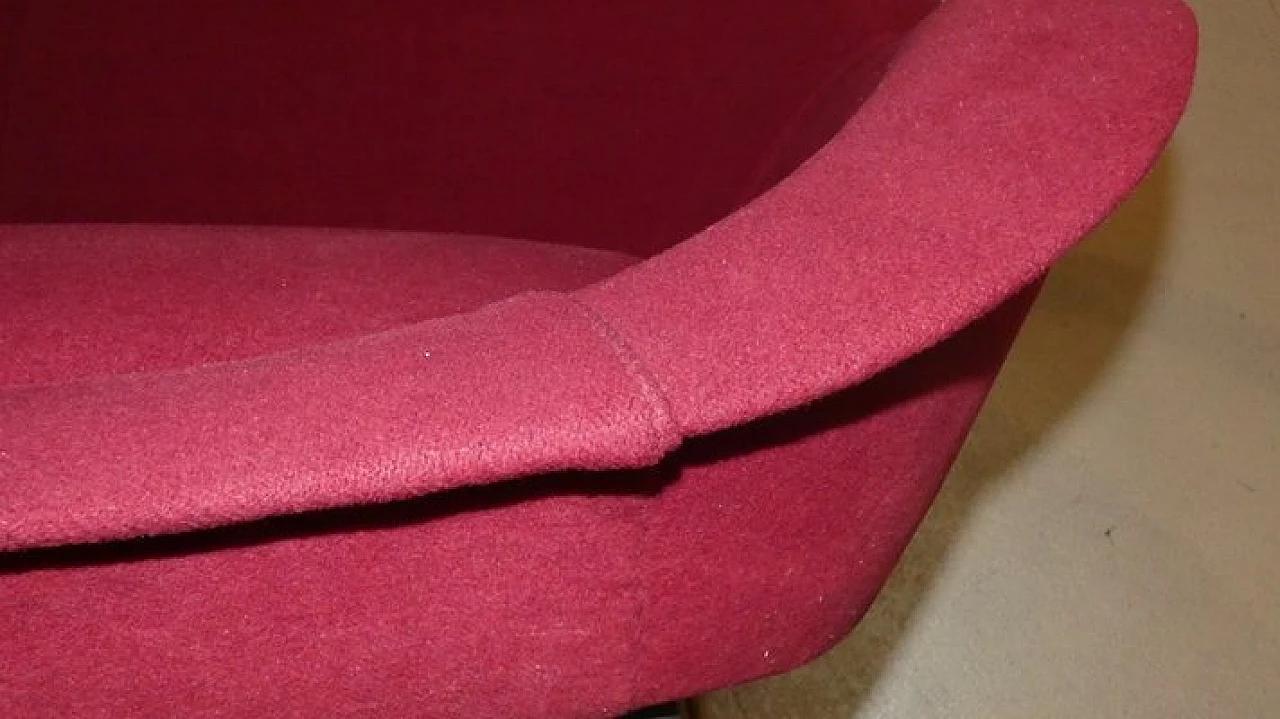 Three-seater metal and velvet sofa, 1950s 7
