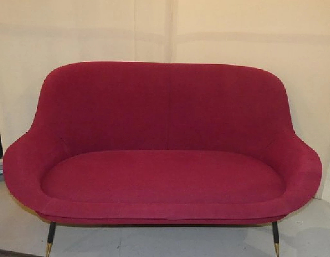 Three-seater metal and velvet sofa, 1950s 8