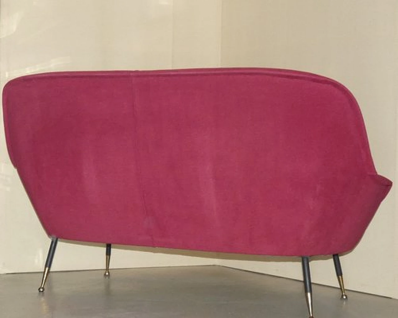 Three-seater metal and velvet sofa, 1950s 10