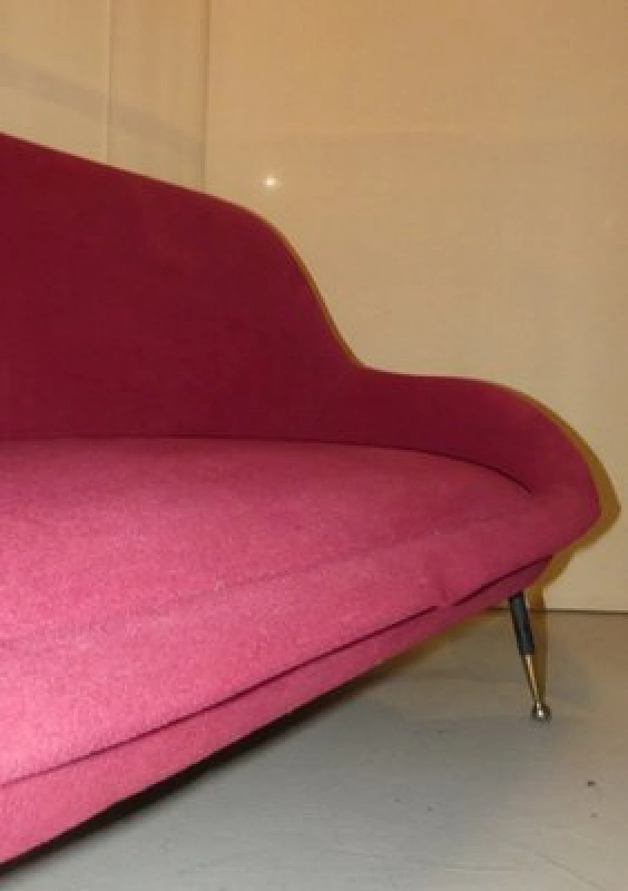 Three-seater metal and velvet sofa, 1950s 12