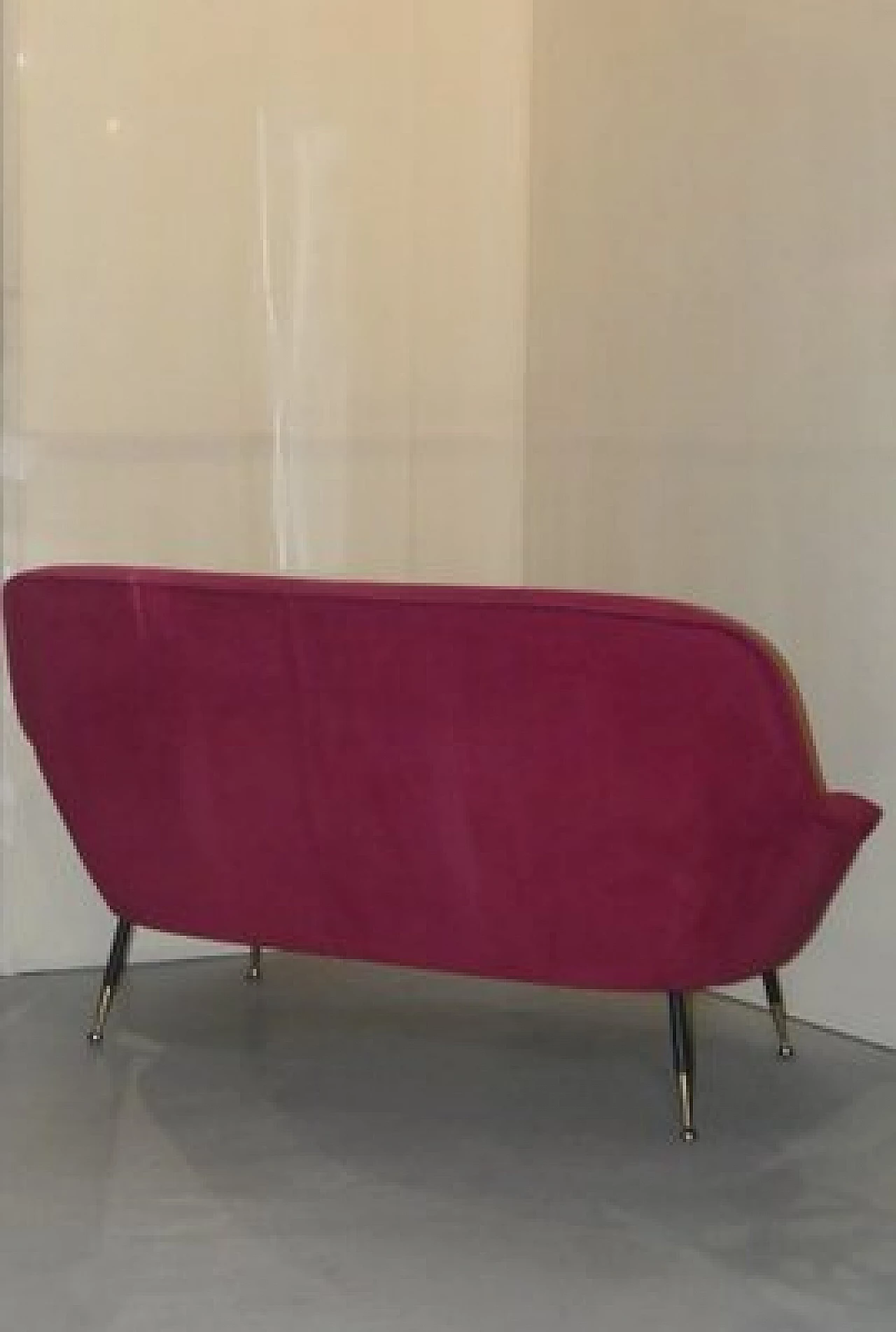Three-seater metal and velvet sofa, 1950s 15