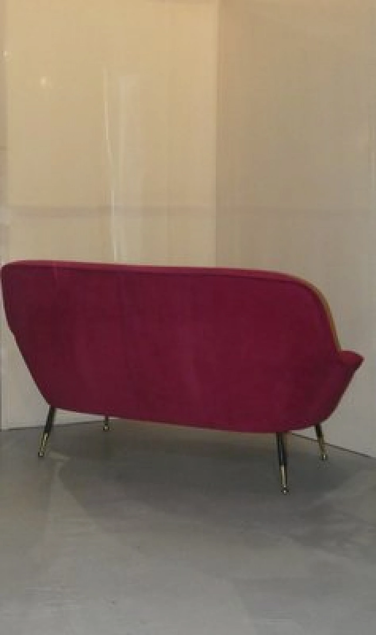 Three-seater metal and velvet sofa, 1950s 16