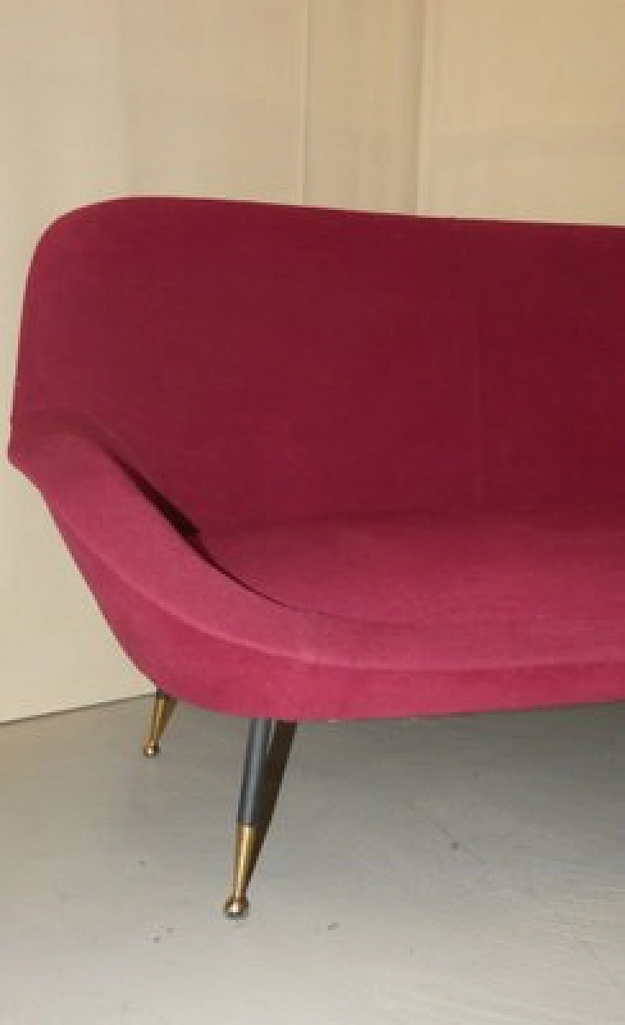Three-seater metal and velvet sofa, 1950s 18