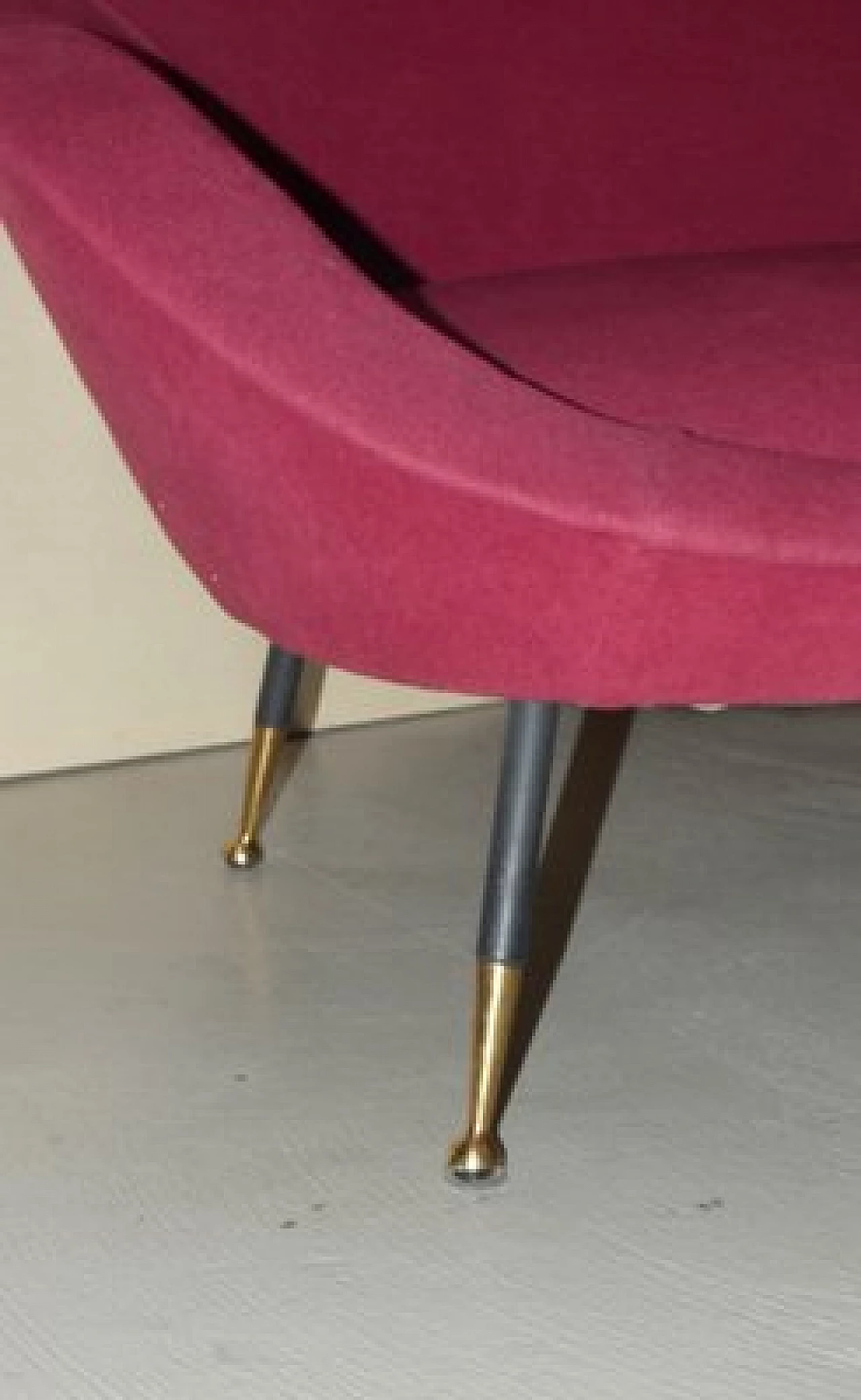 Three-seater metal and velvet sofa, 1950s 19