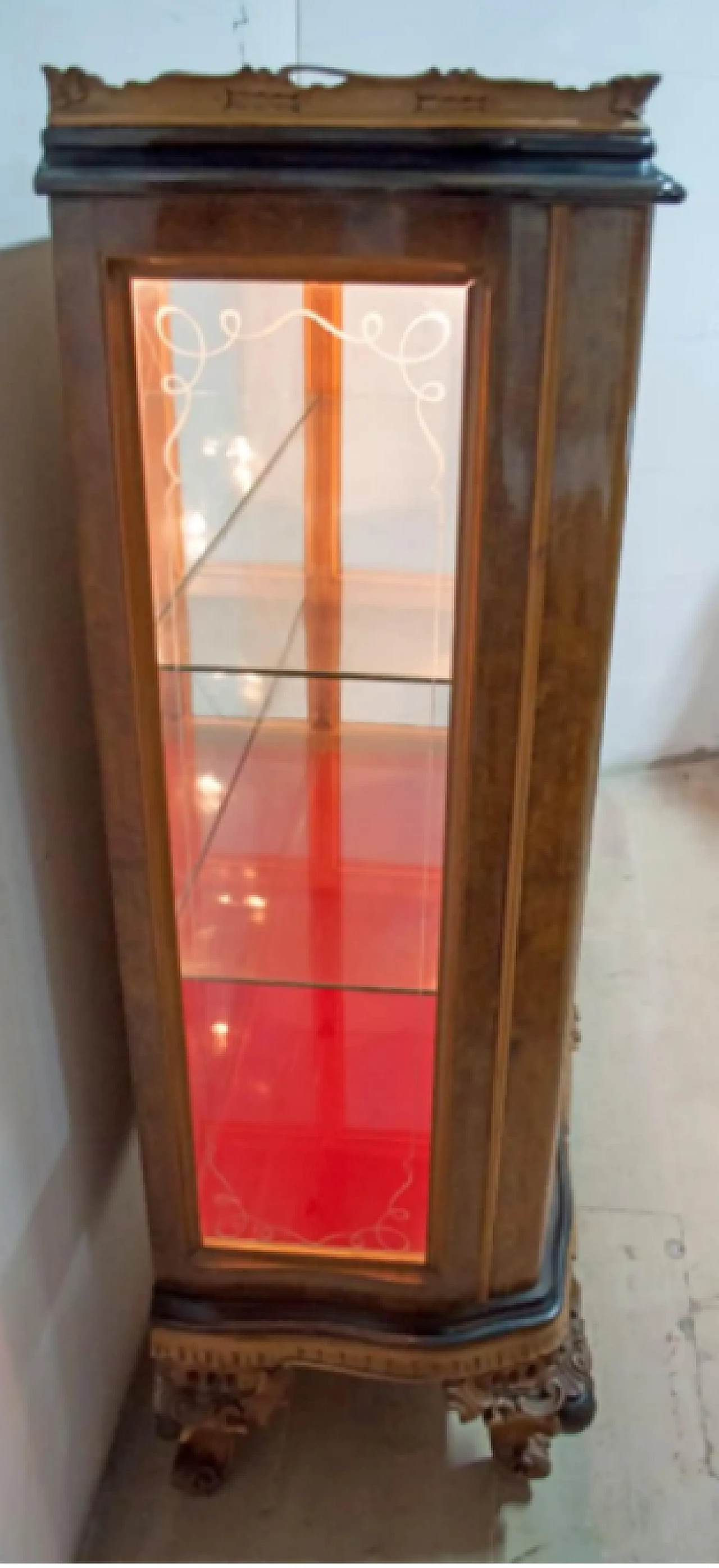 Mobile da bar in legno di noce e vetro, anni '40 3