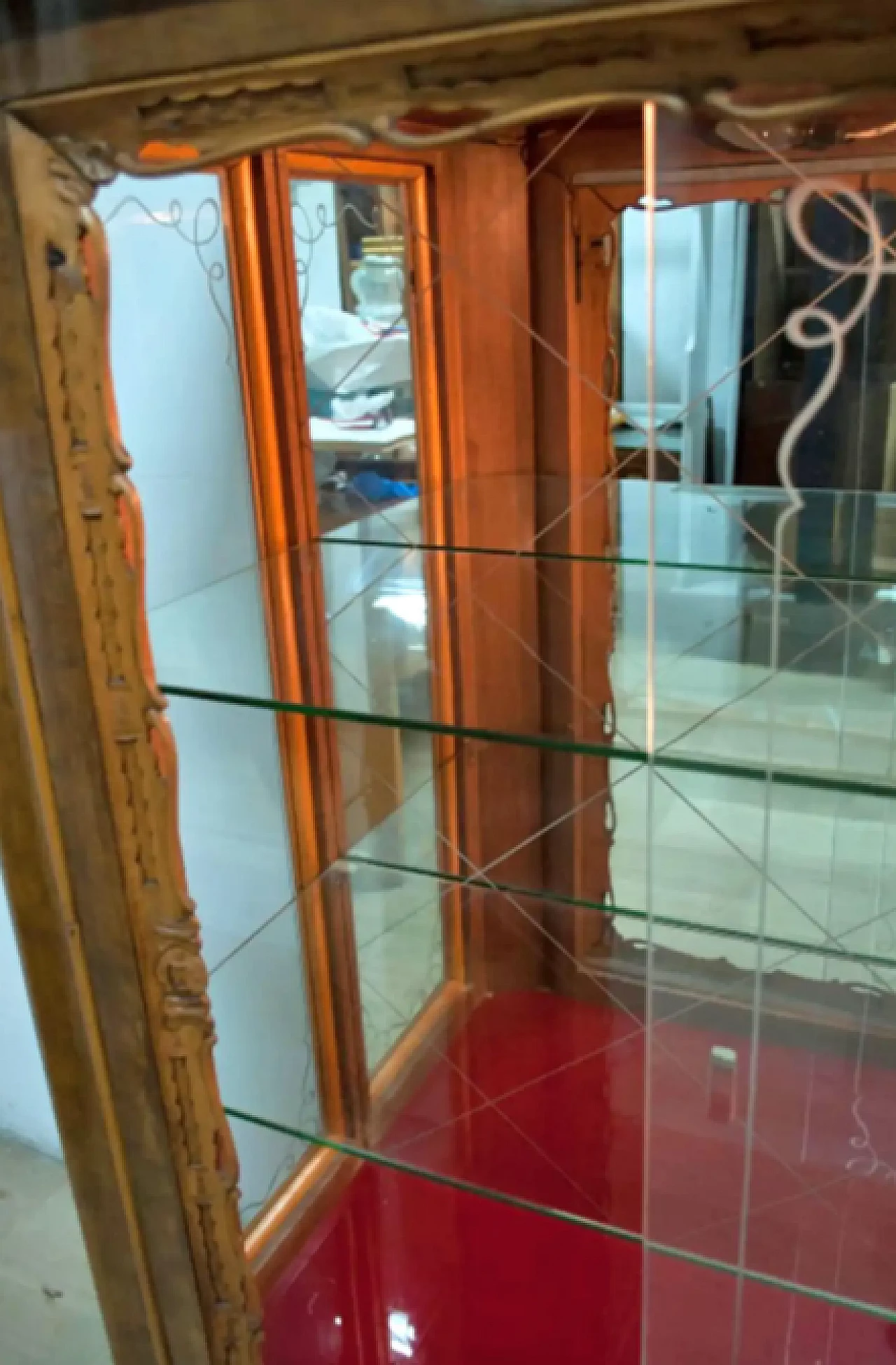 Mobile da bar in legno di noce e vetro, anni '40 7