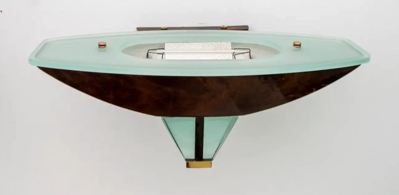 Coppia di lampade in vetro e ottone attribuite a Fontana Arte, anni '80 6