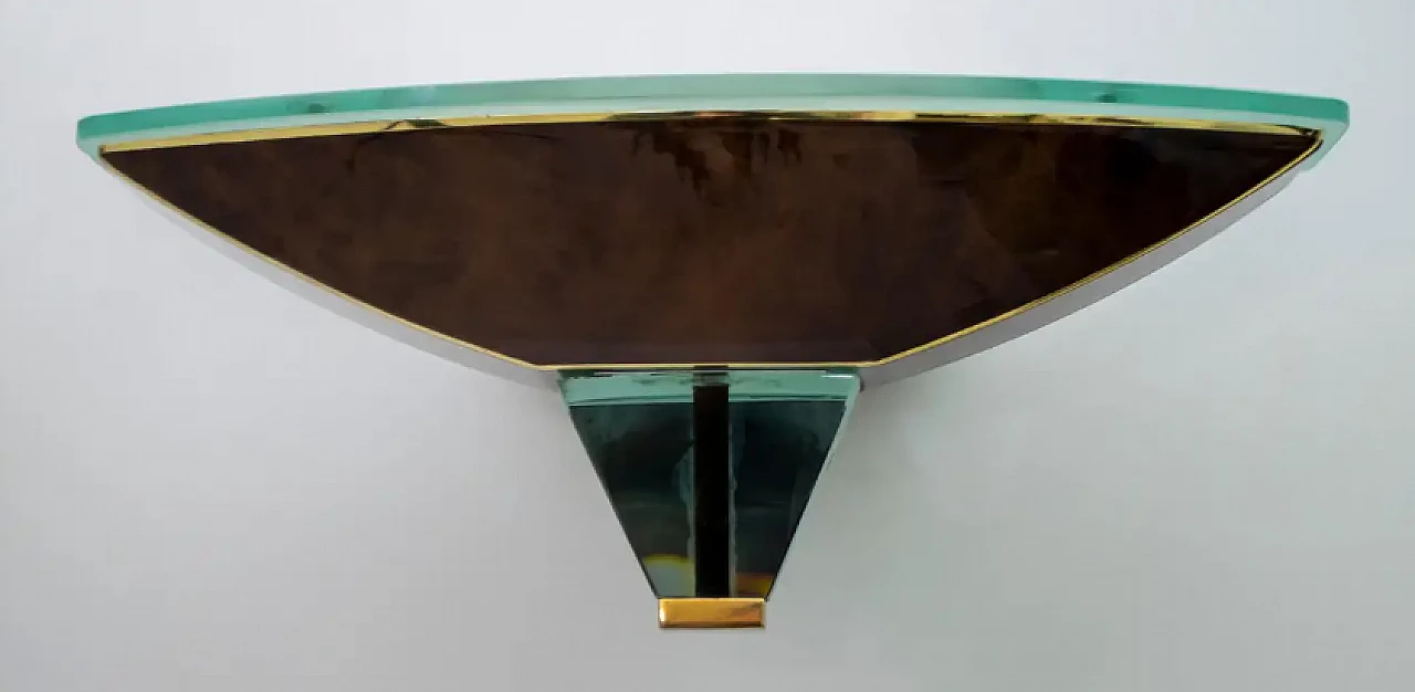 Coppia di lampade in vetro e ottone attribuite a Fontana Arte, anni '80 7