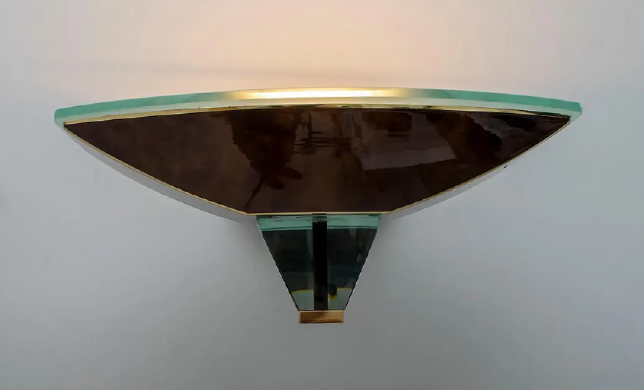 Coppia di lampade in vetro e ottone attribuite a Fontana Arte, anni '80 8