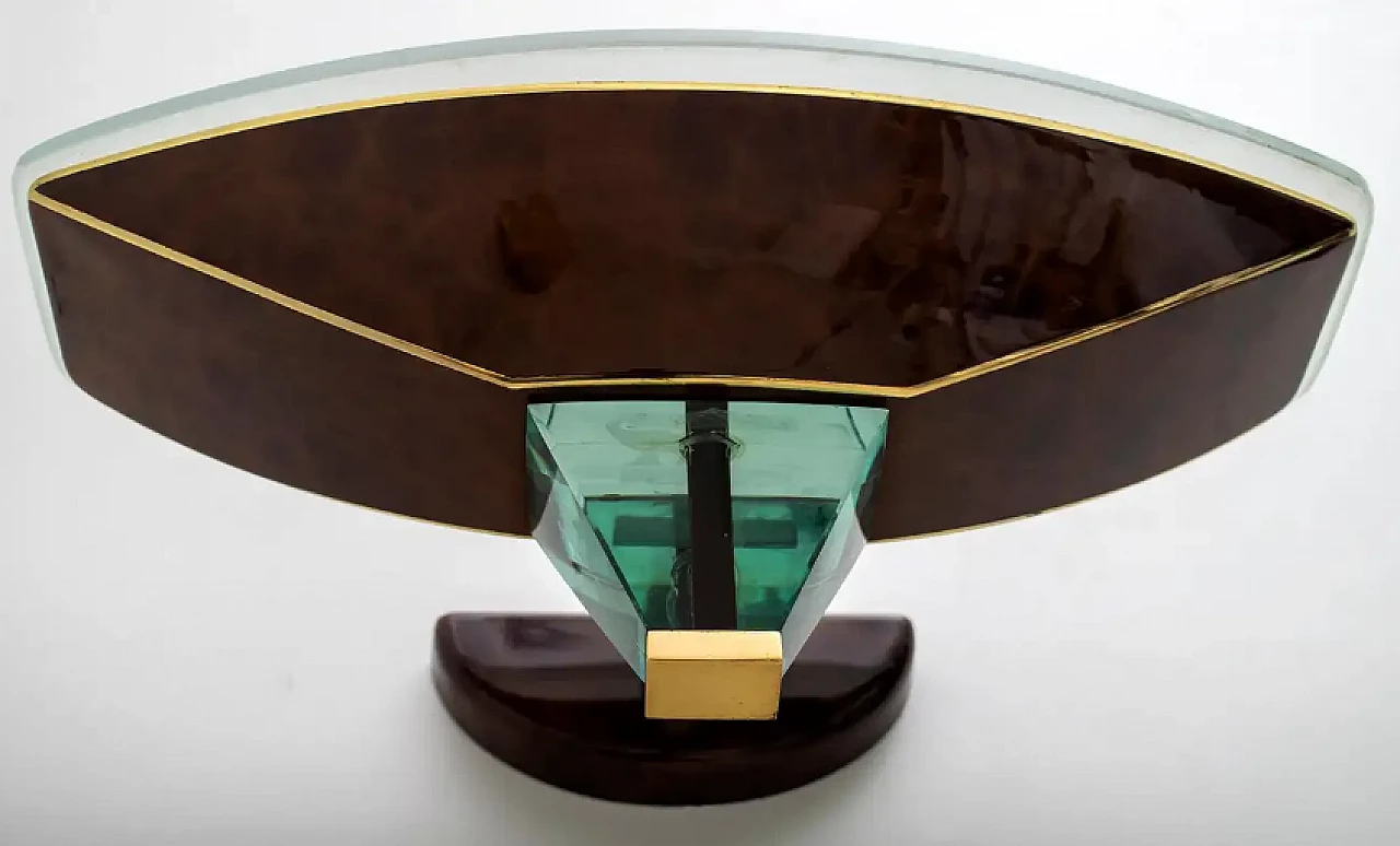 Coppia di lampade in vetro e ottone attribuite a Fontana Arte, anni '80 9