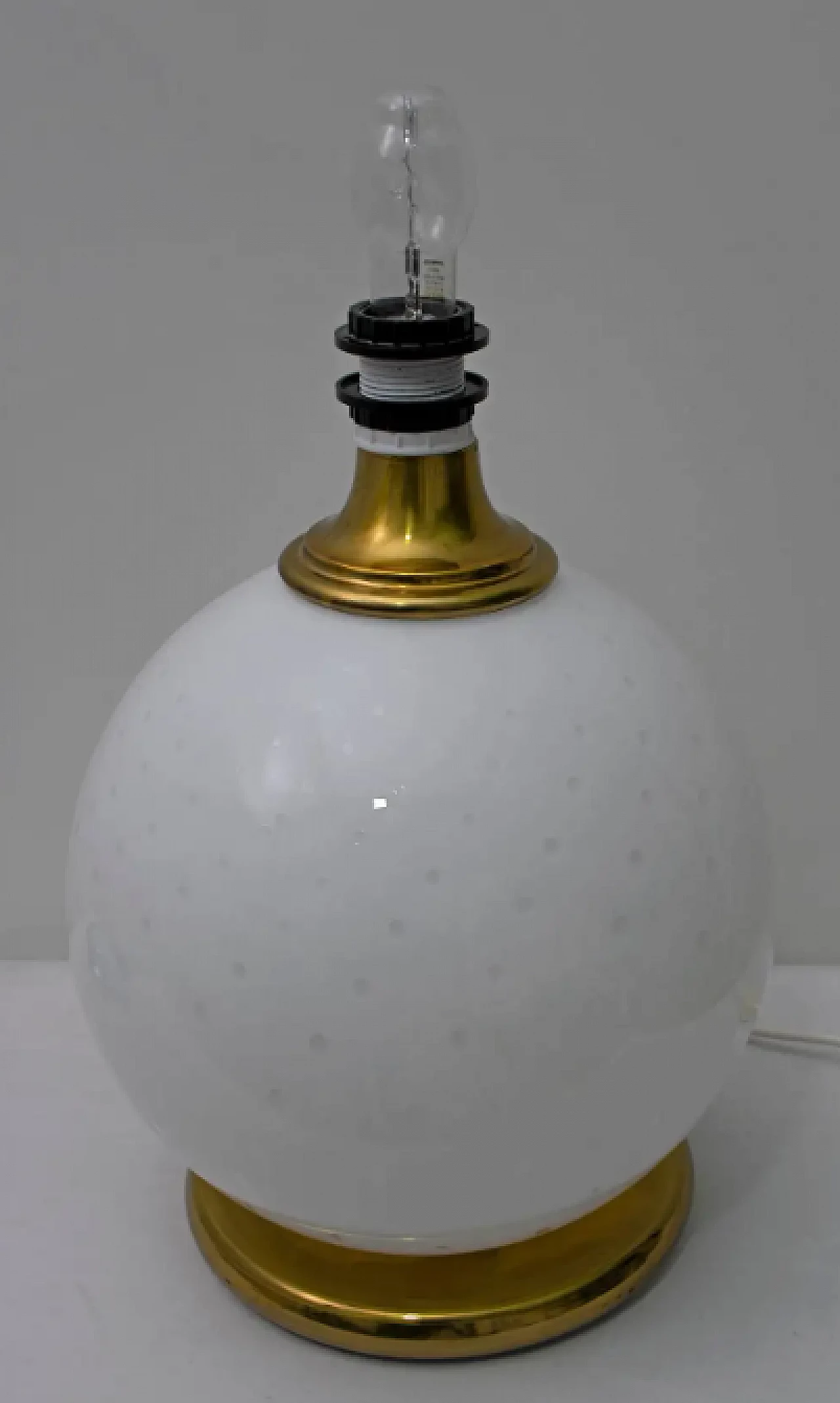 Lampada da tavolo in ottone e vetro soffiato di Murano, anni '70 5
