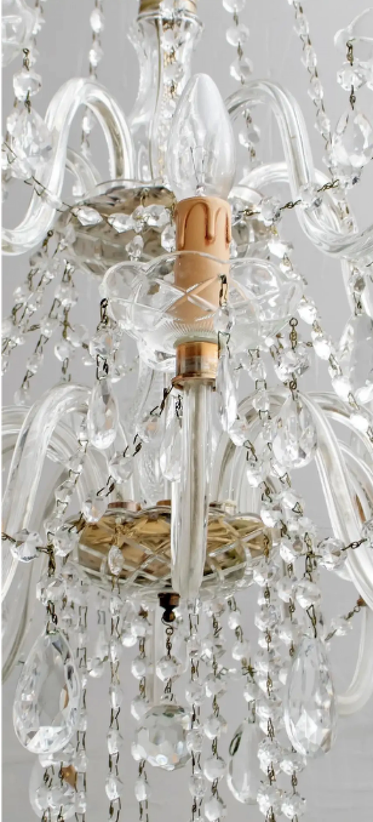 Lampadario Da Soffitto Cristallo Dorato E Gocce 3 Bracci