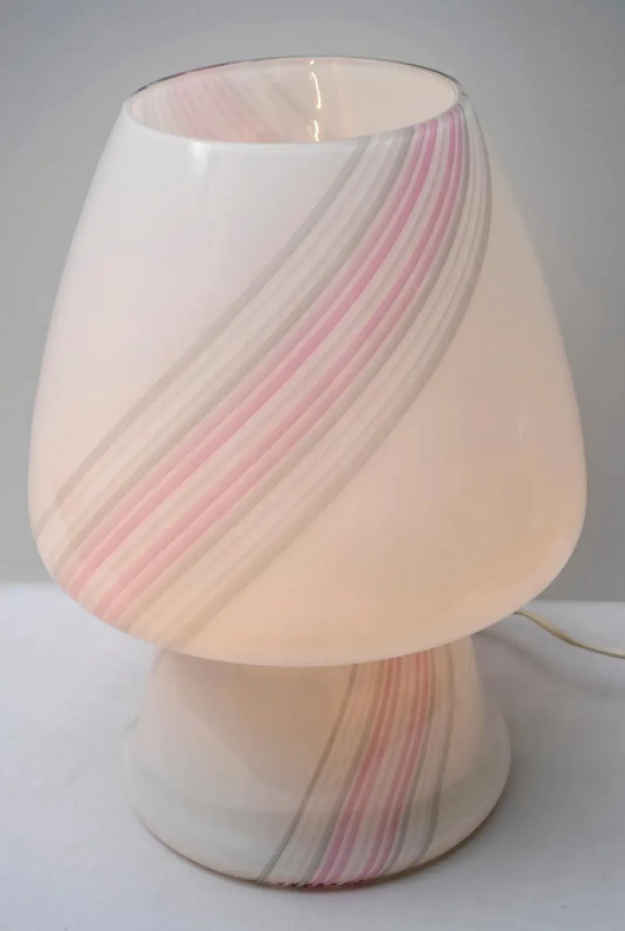 Lampada da tavolo a fungo in vetro di Murano incamiciato, anni '80 2