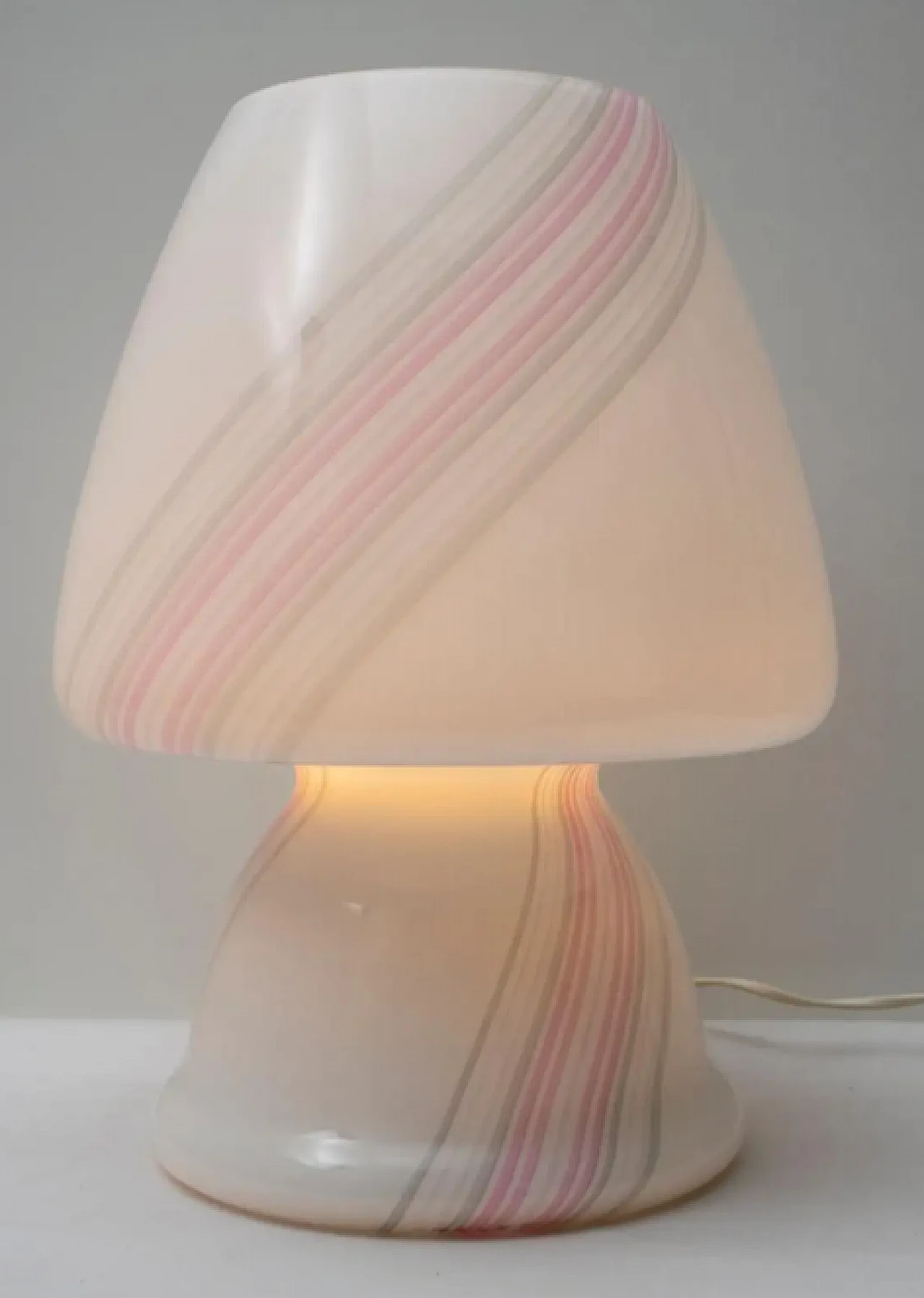 Lampada da tavolo a fungo in vetro di Murano incamiciato, anni '80 4