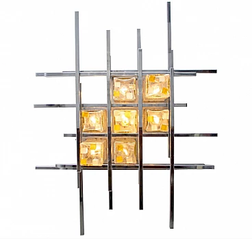 Metal and glass wall light by Albano Poli for Poliarte, 1970s