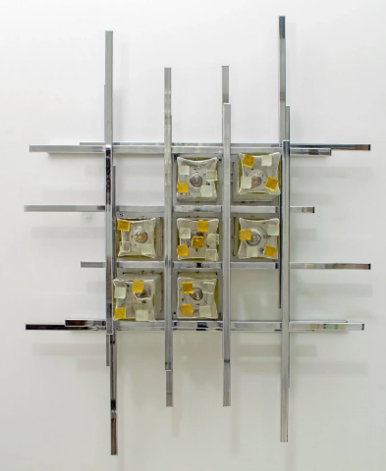 Applique in metallo e vetro di Albano Poli per Poliarte, anni '70 2